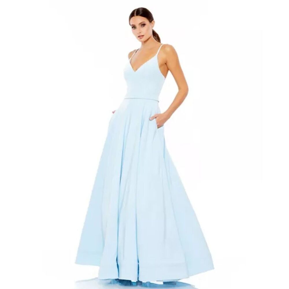 NWT IEENA FOR MAC DUGGAL Blue A-Line maxi formal ball gown dress size 4